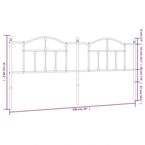Sengegavl i metal 193 cm - hvid, udskiftningsgavl
