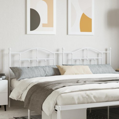 Sengegavl i metal 200 cm - hvid, klassisk design