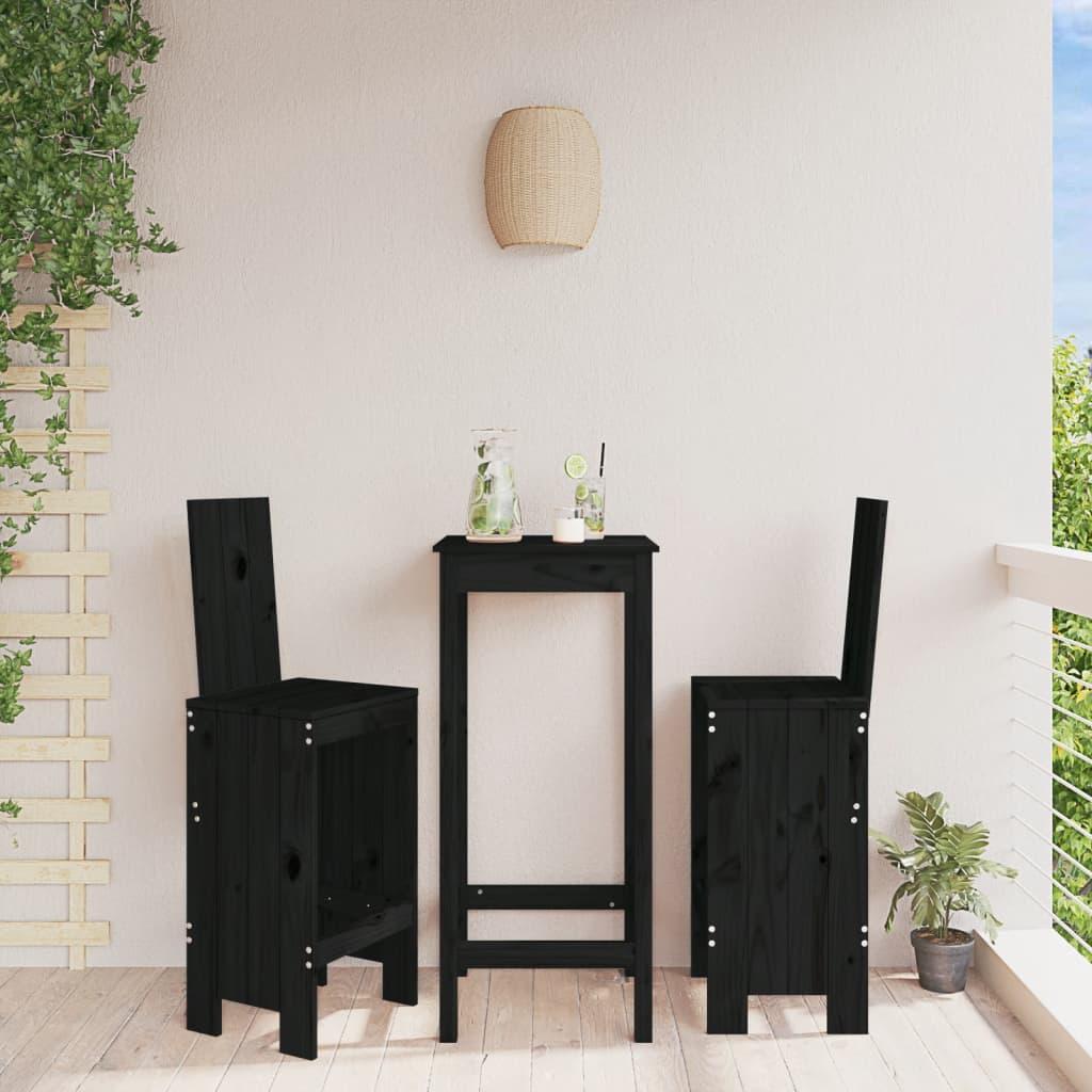 Barstole 40X48,5X115,5 Cm Massivt Douglasgran - Fyrretræ sort / 40 x 42 x 120 cm
