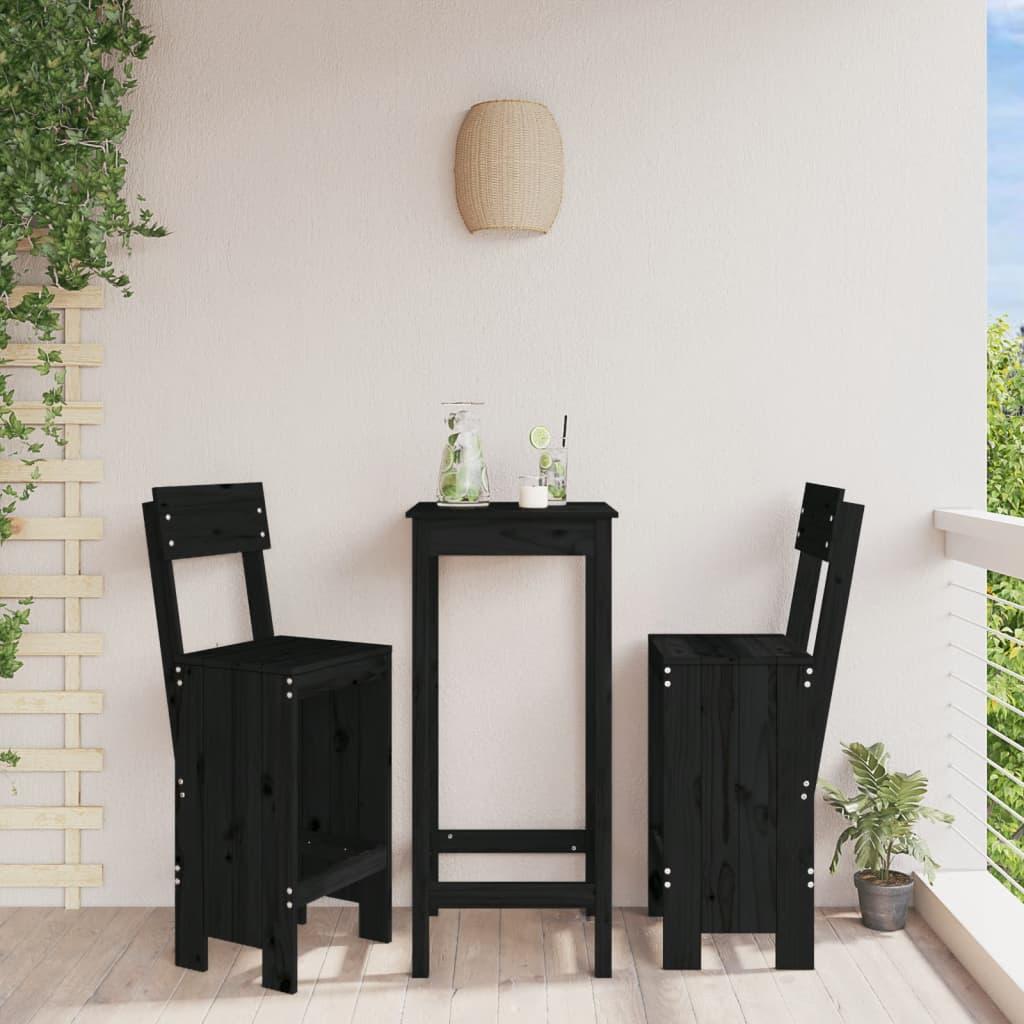 Barstole 40X48,5X115,5 Cm Massivt Douglasgran - Fyrretræ sort / 40 x 48.5 x 115.5 cm
