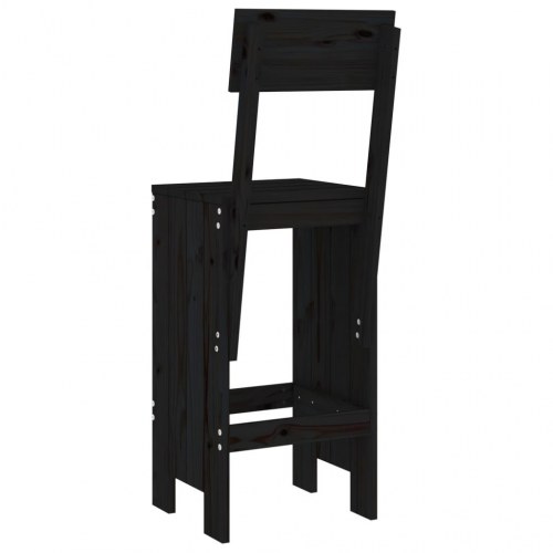 Barstole 2 stk. i massivt fyrretræ - sort 40 x 48,5 x 115,5 cm