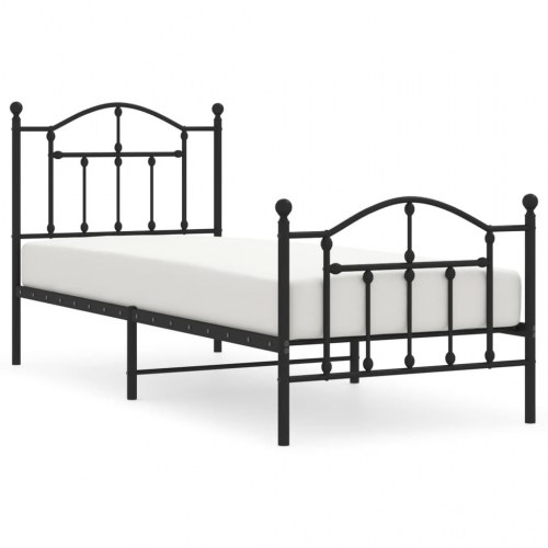 Sengeramme i metal med gavl og fodgærde 90×190 cm - sort