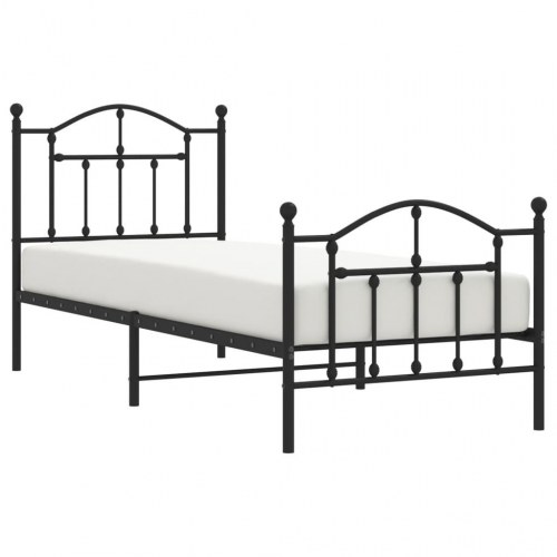 Sengeramme i metal med gavl og fodgærde 90×190 cm - sort