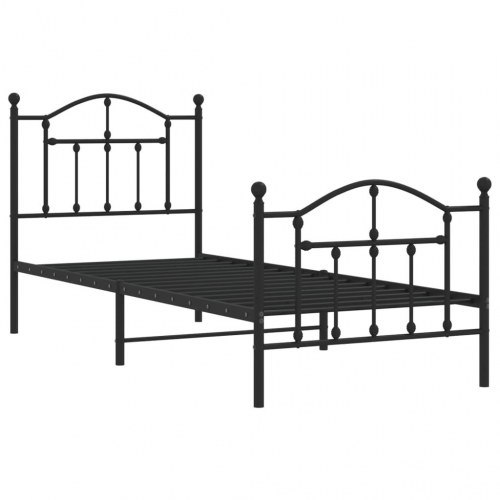 Sengeramme i metal med gavl og fodgærde 90×190 cm - sort