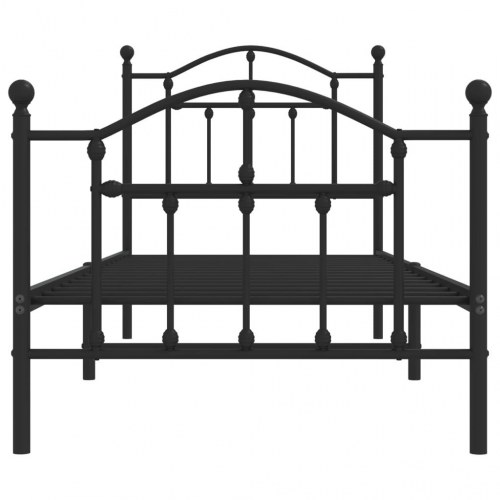 Sengeramme i metal med gavl og fodgærde 90×190 cm - sort