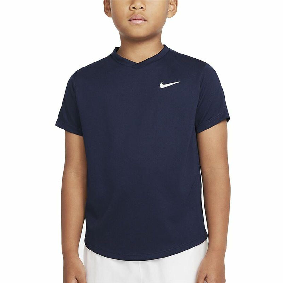 Børne Kortærmet T-shirt Nike Court Dri-FIT Victory Marineblå - 8-10 år