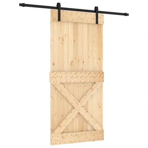 Skydedør med monteringssæt 95x210 cm massivt fyrretræ