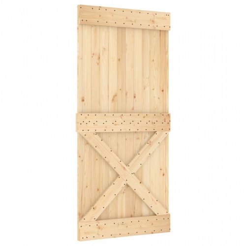 Skydedør med monteringssæt 95x210 cm massivt fyrretræ