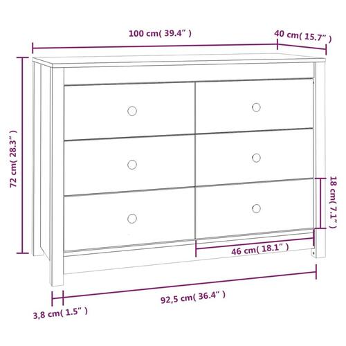 Kommode 100x40x72 cm massivt fyrretræ gyldenbrun