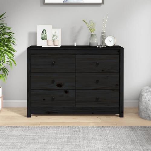 Kommode 100x40x72 cm massivt fyrretræ sort