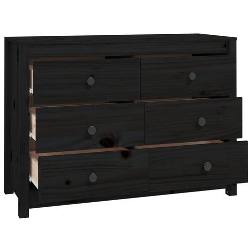 Kommode 100x40x72 cm massivt fyrretræ sort