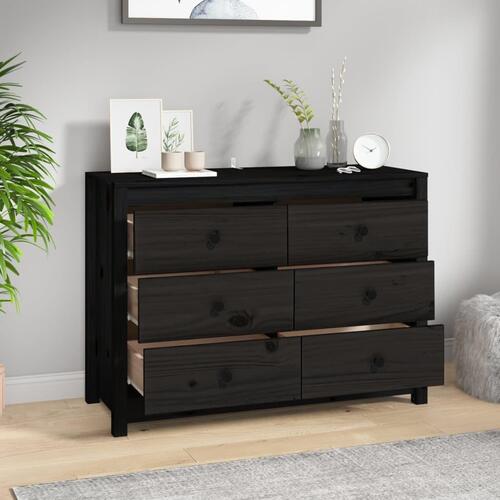 Kommode 100x40x72 cm massivt fyrretræ sort