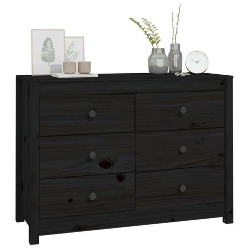 Kommode 100x40x72 cm massivt fyrretræ sort