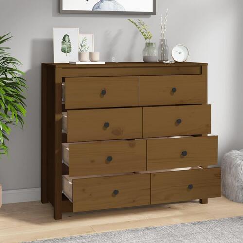 Kommode 100x40x90 cm massivt fyrretræ gyldenbrun