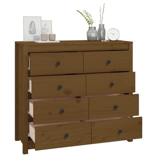 Kommode 100x40x90 cm massivt fyrretræ gyldenbrun