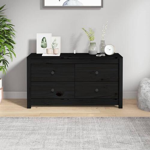 Kommode 100x40x54 cm massivt fyrretræ sort