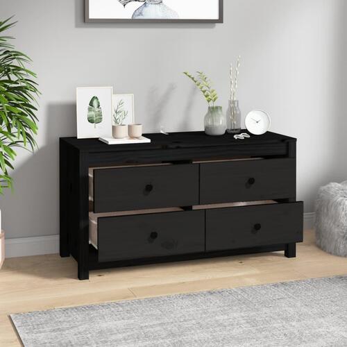 Kommode 100x40x54 cm massivt fyrretræ sort