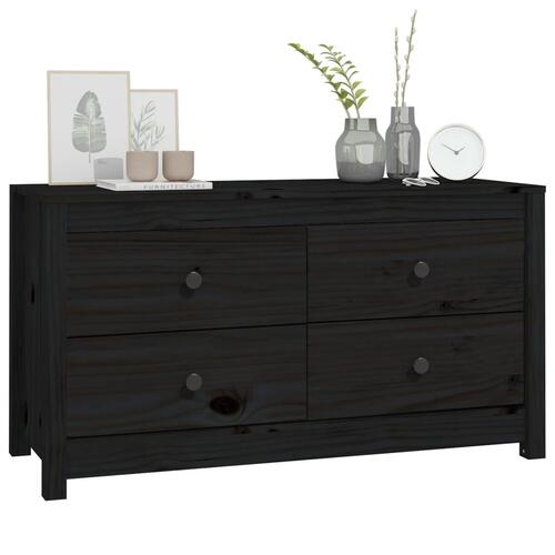 Kommode 100x40x54 cm massivt fyrretræ sort