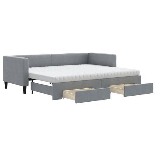 Daybed med udtræk og skuffer 80x200 cm stof lysegrå