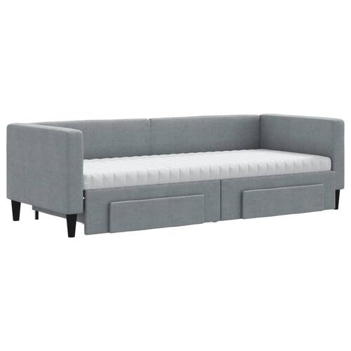 Daybed med udtræk og skuffer 80x200 cm stof lysegrå
