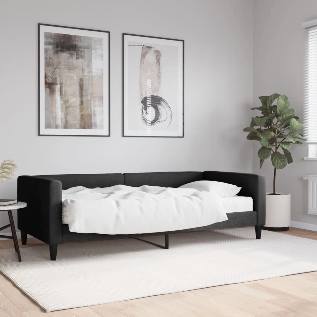 Daybed med madras 90x200 cm stof sort billede