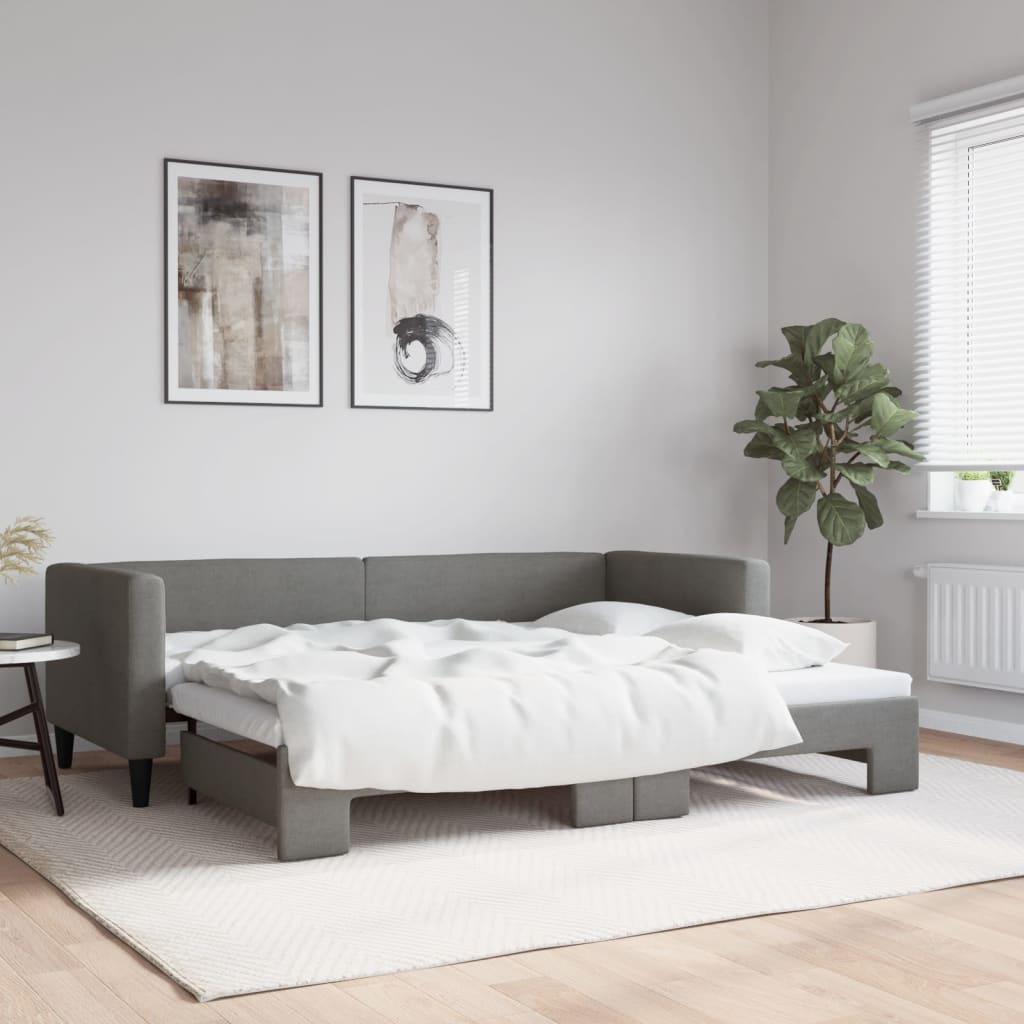 Daybed Med Udtræk 80x200 Cm Stof Mørkegrå