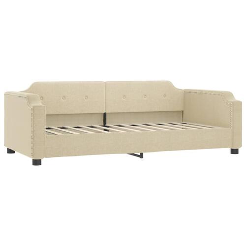Daybed med udtræk og madras 100x200 cm stof cremefarvet