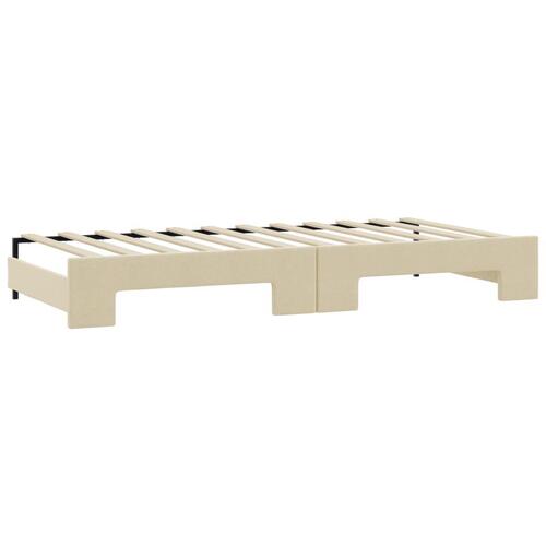 Daybed med udtræk og madras 100x200 cm stof cremefarvet