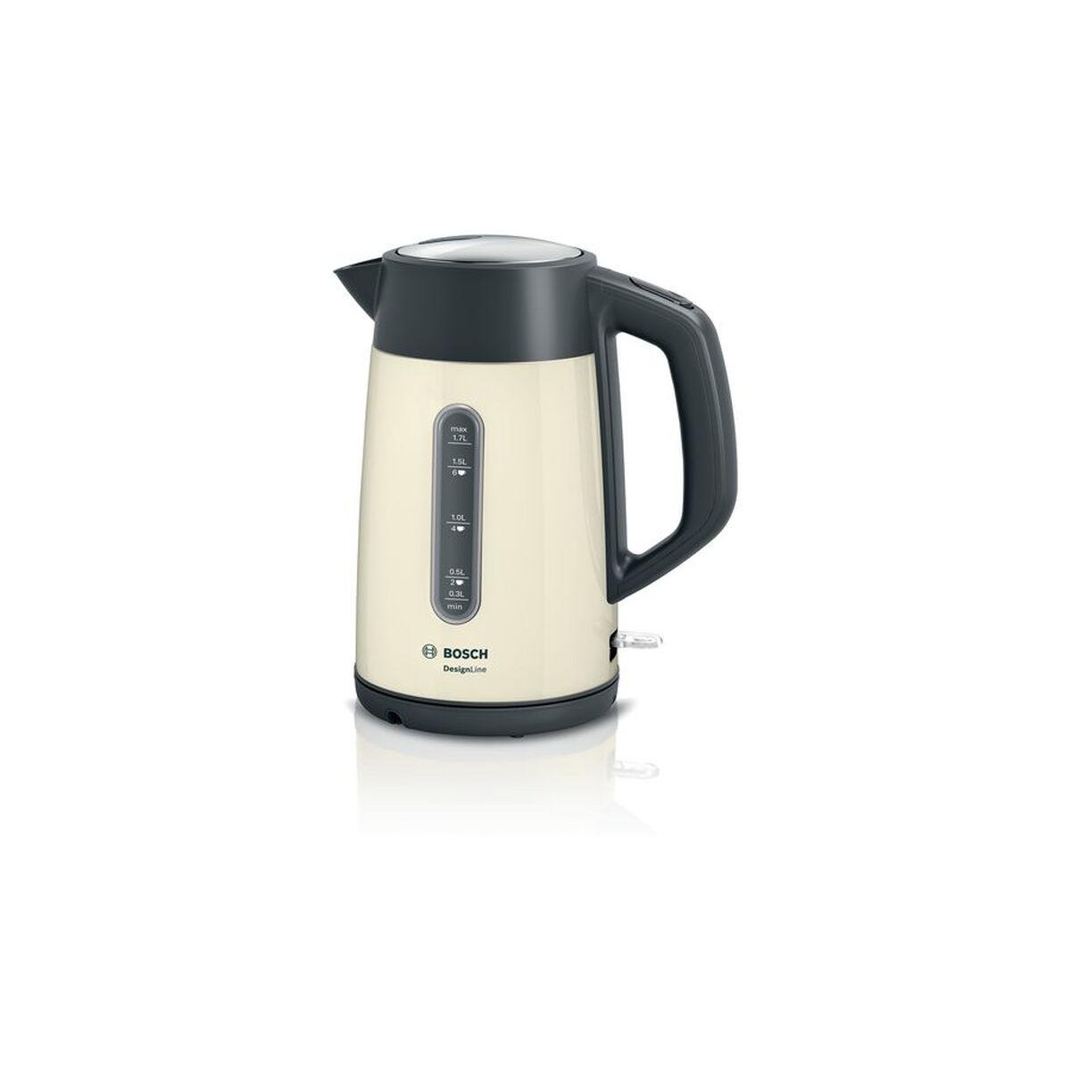 BOSCH DesignLine elkedel TWK4P437, 1,7 l - sort/beige