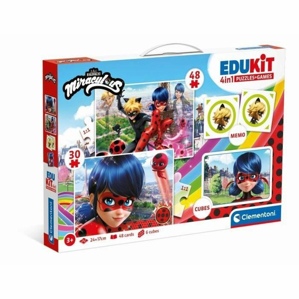 Sæt Med 4 Puslespil Miraculous Tales Of Ladybug Cat Noir