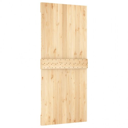 Skydedør med monteringssæt 90x210 cm massivt fyrretræ