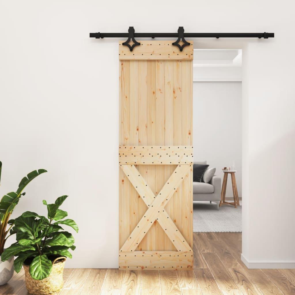 Skydedør med monteringssæt 70x210 cm massivt fyrretræ