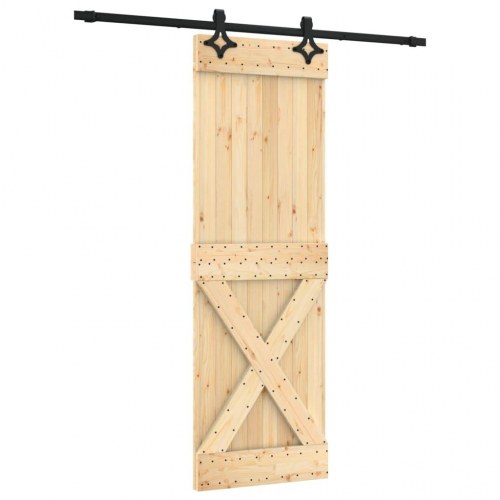 Skydedør med monteringssæt 70x210 cm massivt fyrretræ