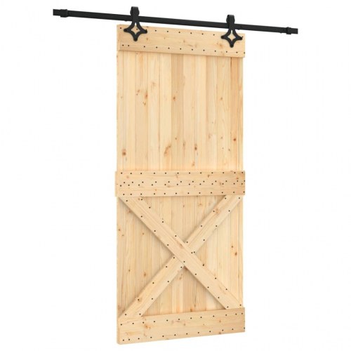 Skydedør med monteringssæt 95x210 cm massivt fyrretræ