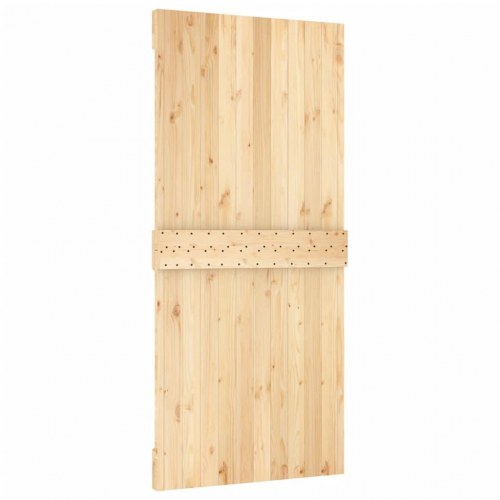 Skydedør med monteringssæt 95x210 cm massivt fyrretræ
