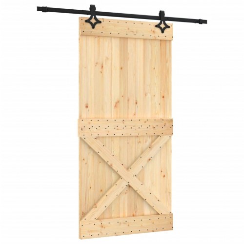 Skydedør med monteringssæt 100x210 cm massivt fyrretræ