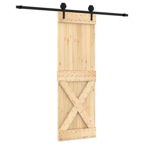 Skydedør med monteringssæt 70x210 cm massivt fyrretræ