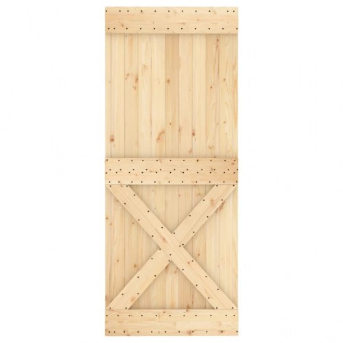 Skydedør med monteringssæt 100x210 cm massivt fyrretræ