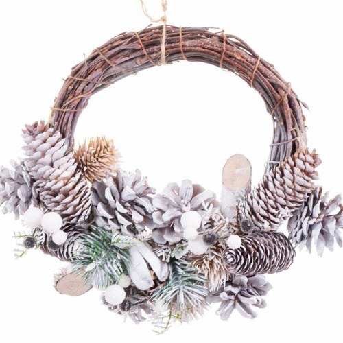 Adventskrans Multifarvet Spanskrør Plastik Foam Ananas 24 x 22 x 8 cm