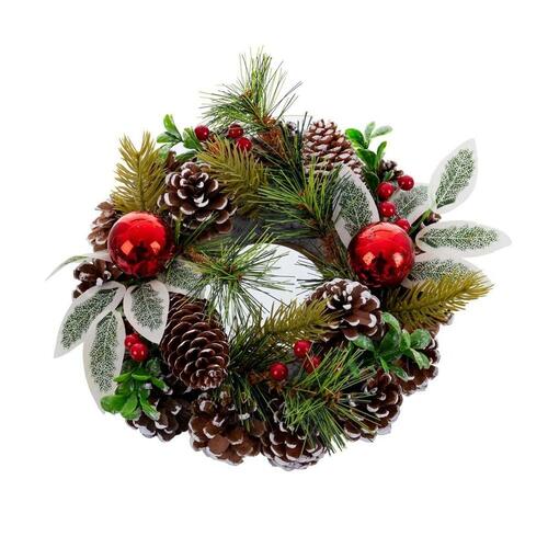 Adventskrans Rød Grøn Multifarvet Plastik Foam Ananas 22 x 22 cm