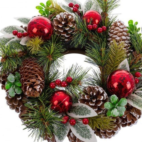 Adventskrans Rød Grøn Multifarvet Plastik Foam Ananas 30 x 30 cm