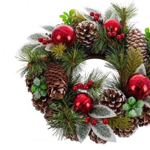 Adventskrans Rød Grøn Multifarvet Plastik Foam Ananas 30 x 30 cm