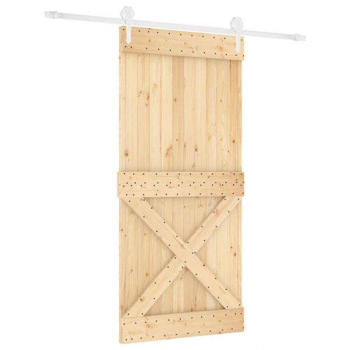 Skydedør med monteringssæt 95x210 cm massivt fyrretræ