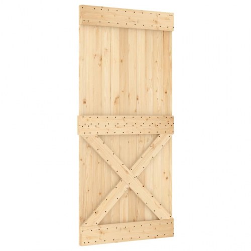 Skydedør med monteringssæt 95x210 cm massivt fyrretræ