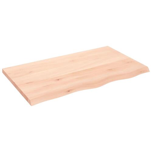 Bordplade til badeværelse 100x60x(2-4)cm massivt træ ubehandlet