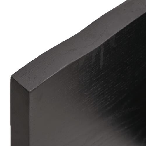 Bordplade til badeværelse 200x40x(2-4) cm massivt træ mørkebrun