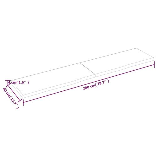 Bordplade til badeværelse 200x40x(2-4) cm massivt træ mørkebrun