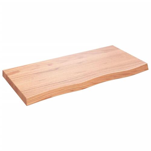 Bordplade til badeværelse 100x50x(2-6) cm massivt træ lysebrun
