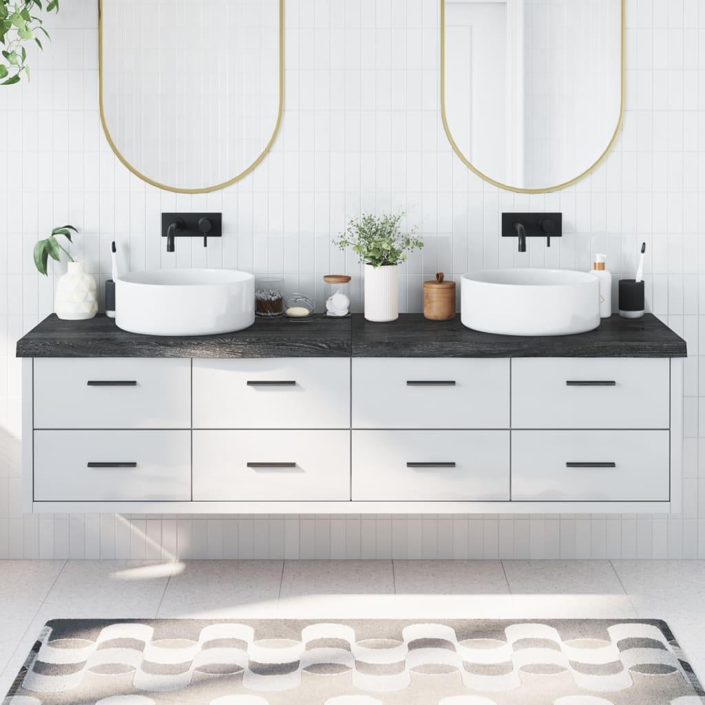 Bordplade til badeværelse 200x50x(2-6) cm massivt træ mørkebrun