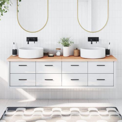 Bordplade til badeværelse 180x30x(2-4)cm massivt træ ubehandlet